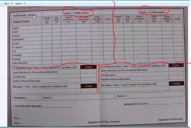 two Sample of An Academic terms report card/ result sheet